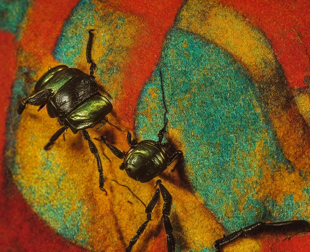 Image similar to a closeup of a beautiful colorful beetle coleoptera. high quality national geographic photograph ( ( by gustave boulanger, joaquin sorolla ) )