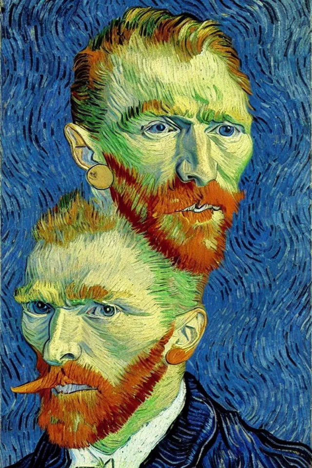 Image similar to vincent van gogh winking and smiling self - portrait