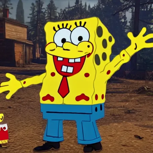 Image similar to SpongeBob in red dead redemption 2 4K detail