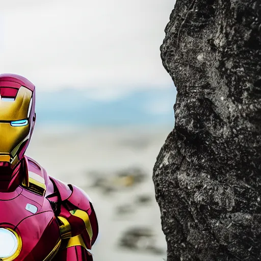 Image similar to the rock as iron man, photography, headshot, headpiece, female character, canon eos r 3, f / 1. 4, iso 2 0 0, 1 / 1 6 0 s, 8 k, raw, unedited, symmetrical balance, in - frame