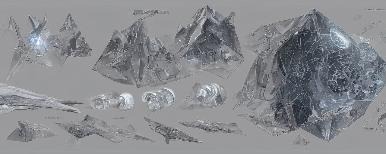 Image similar to stunning schematic diagram of a magic crystal, artbook, page, detailed, cross section, description, material, trending on artstation, cgsociety, Ralph McQuarrie and Greg Rutkowski