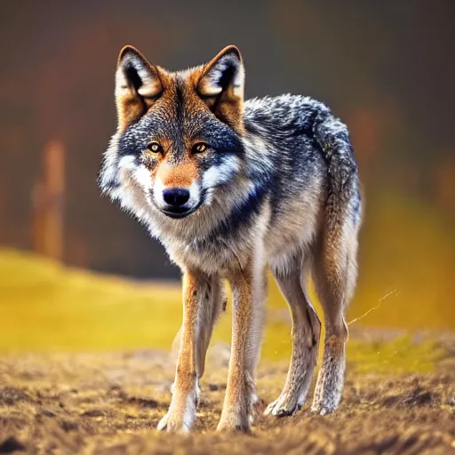 Image similar to professional photograph of a eurasian tibetan wolf, high quality, hd, 8 k, 4 k, magnificent, award - winning, nature, nature photography, awe - inspiring, highly detailed, amazing