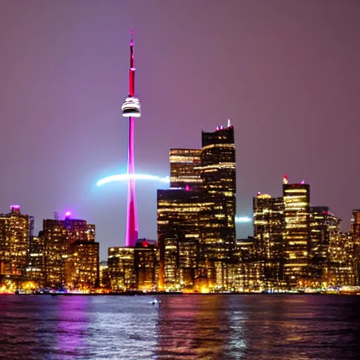 Prompt: The Toronto skyline in fireworks