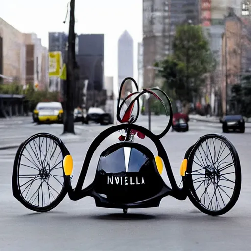 Image similar to nikola tesla designs hover tricycle, akira