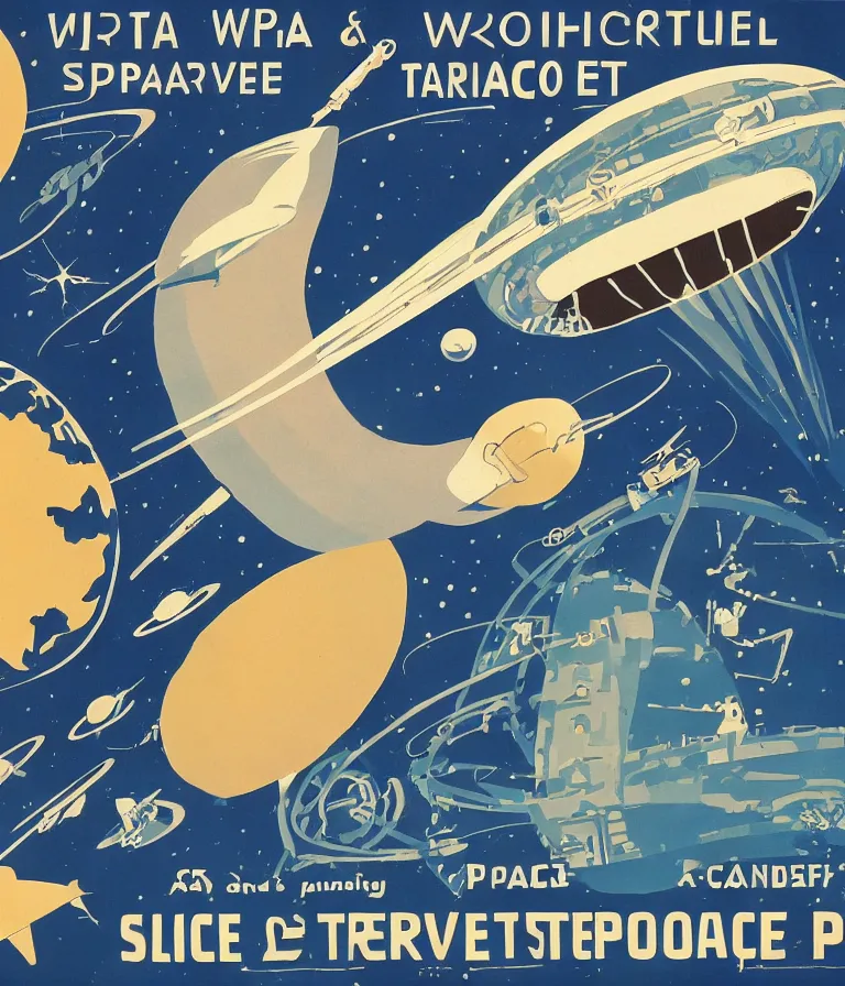 Image similar to wpa style poster for space travel