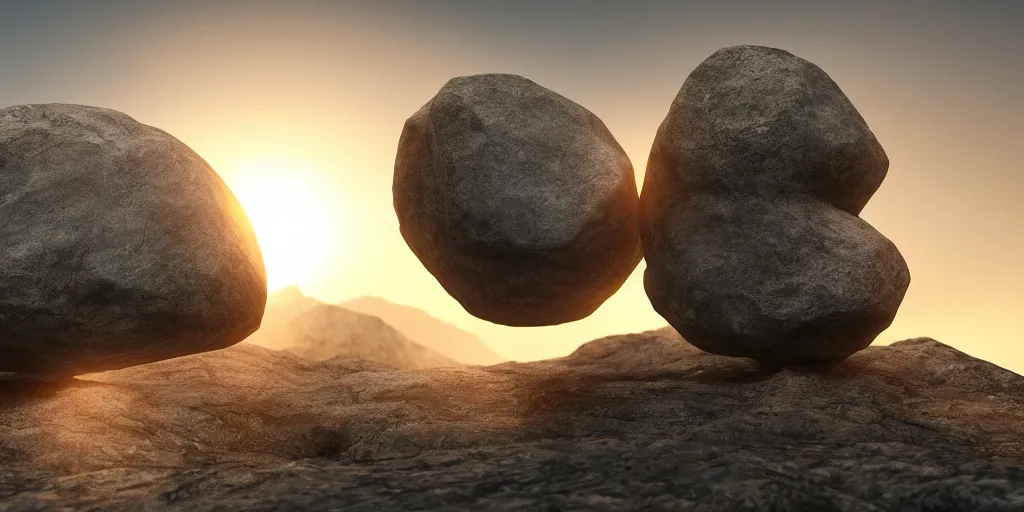 Image similar to hd photo of a giant stone suspended in mid air, high definition, detailed, atmospheric lighting, golden hour, scifi, 8K detail post-processing, artstation