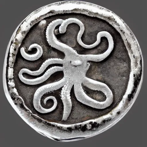 Image similar to Greek silver coin with octopus, from Syracuse, Sicily, 460-450 BC