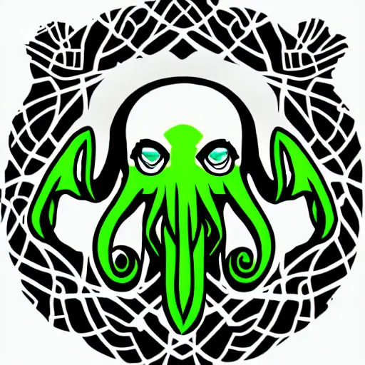 Prompt: cthulhu logo, telegram sticker design, flat design, glossy design, white outline. - n 9