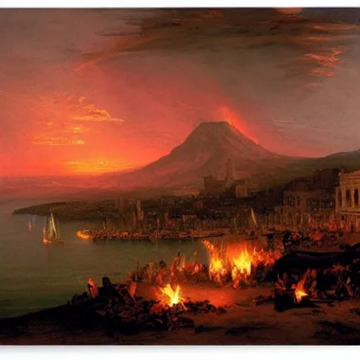 Image similar to Tijuana in flames painted by Thomas Cole