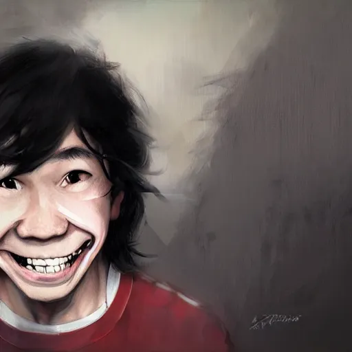 Prompt: portrait of amos yee with a sinister smile, by greg rutkowski