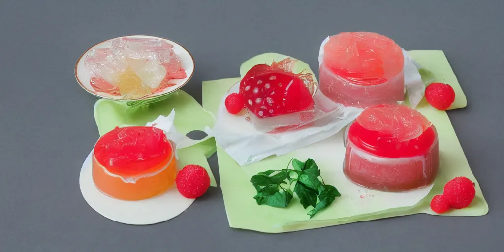 8 0 s food photography, gelatine, decorative, Stable Diffusion