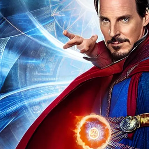 Prompt: a still of will arnett dressed as doctor strange in doctor strange ( 2 0 1 6 )