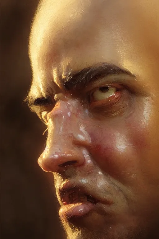 Image similar to extreme close up glazed ham portrait dnd, painting by gaston bussiere, craig mullins, greg rutkowski, yoji shinkawa