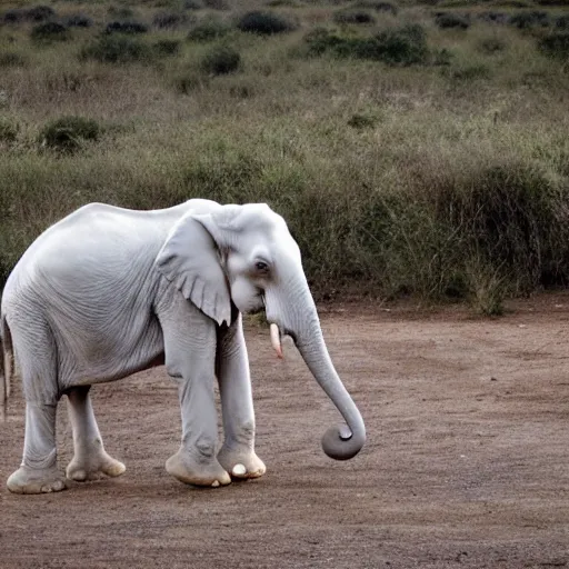 Image similar to an albino elephant, walking directly to the camera, national geographic photo