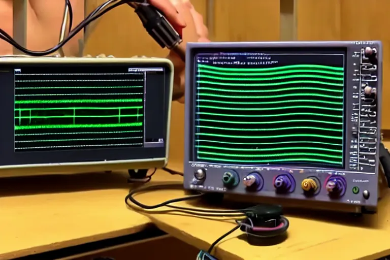 Image similar to an oscilloscope shaking a sound wave, wiggling a weasel, a stoat sinusoid spectacle : the wiggle and the wave - the wiggle is the wave! demonstration of a sine wave ermine.