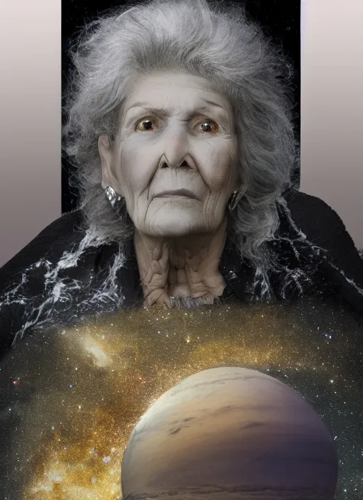 Image similar to a hyper realistic ultra realistic photograph of the 1000 foot tall grandma, highly detailed, 8k photo, meteor scared