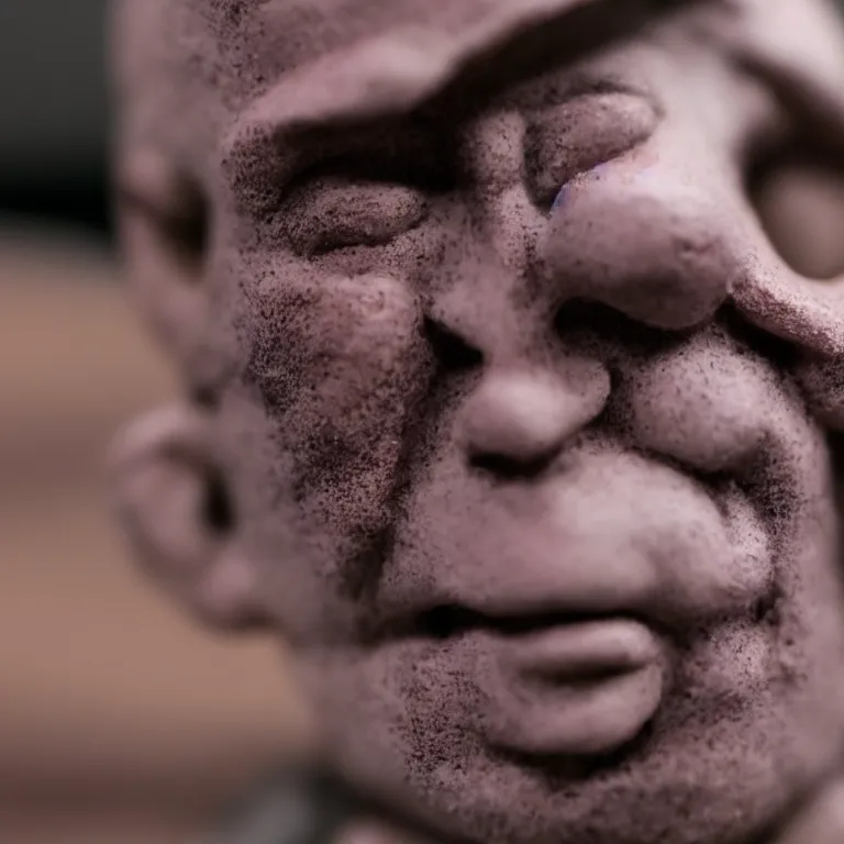 Prompt: a cinematic film still of a claymation stop motion film starring joe rogan, shallow depth of field, 8 0 mm, f 1. 8