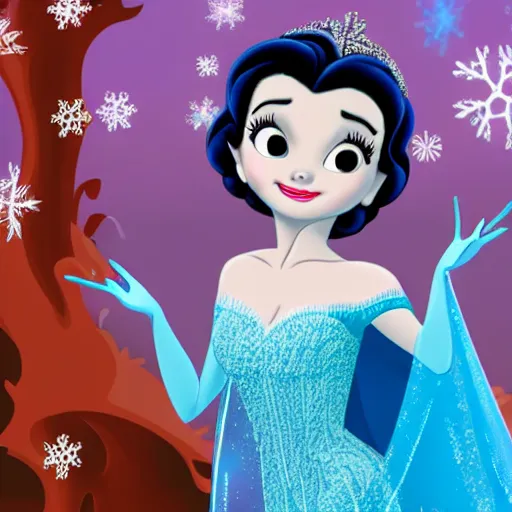 Prompt: betty boop as elsa in live action disney frozen, 8k resolution, full HD, cinematic lighting, award winning, anatomically correct
