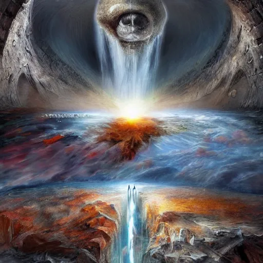 Image similar to journey to the center of the earth, artstation hall of fame gallery, editors choice, # 1 digital painting of all time, most beautiful image ever created, emotionally evocative, greatest art ever made, lifetime achievement magnum opus masterpiece, the most amazing breathtaking image with the deepest message ever painted, a thing of beauty beyond imagination or words