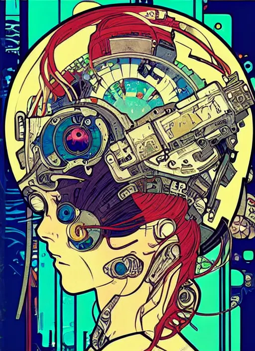 Image similar to cyberpunk pisces!! cyborg portrait illustration, pop art, splash painting, art by geof darrow, ashley wood, alphonse mucha, makoto shinkai