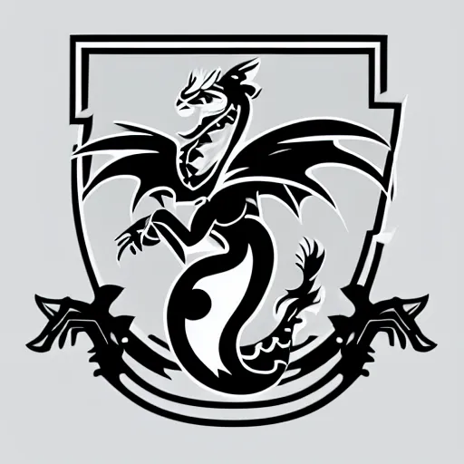 Prompt: a black logo on a white background of a very cute small dragon with well-designed head and gear wheel, vector graphics