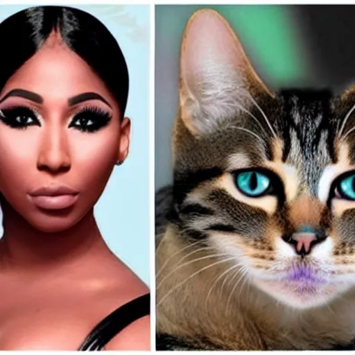 Prompt: a cat looks like nicki minaj