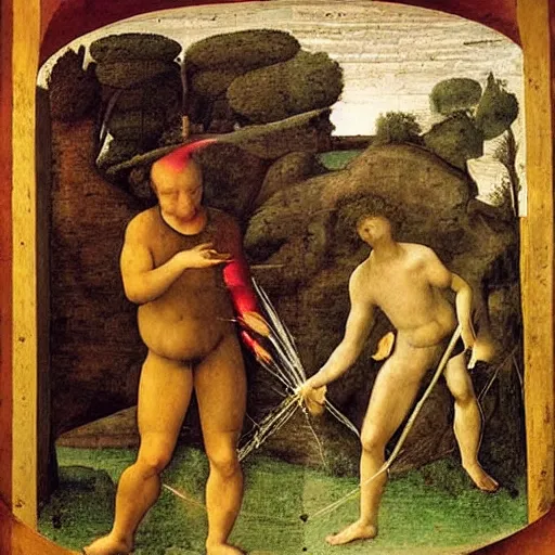 Image similar to A land art. A rip in spacetime. Did this device in his hand open a portal to another dimension or reality?! maroon by Filippino Lippi expressive