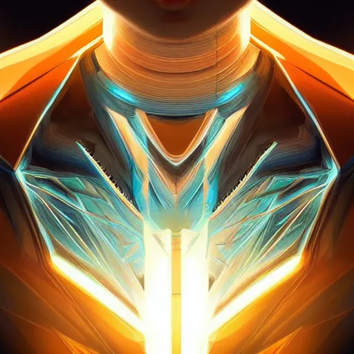 Image similar to symmetry!! solid cube of light, hard edges, product render retro - futuristic poster scifi, lasers coming from eyes, chinese master, intricate, elegant, highly detailed, digital painting, artstation, concept art, smooth, sharp focus, illustration, dreamlike, art by artgerm