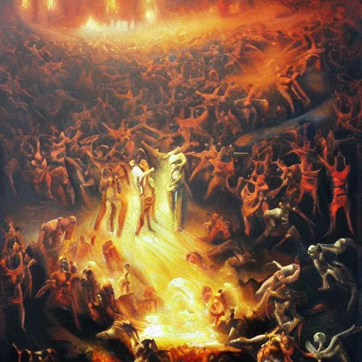 Prompt: the pits of hell, beautiful oil painting,