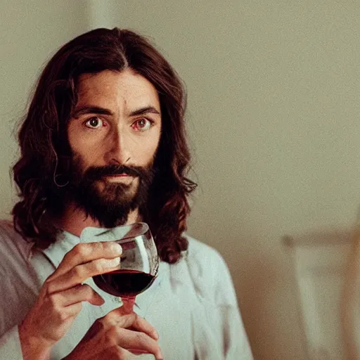 Prompt: jesus christ drinking wine