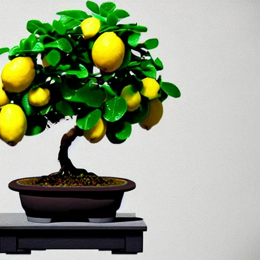 Image similar to bonsai fruit tree with lemons!! but minimalistic concept art by frank stella gilleard james whalen tom, colorful, soft light, trending on artstation, minimalism