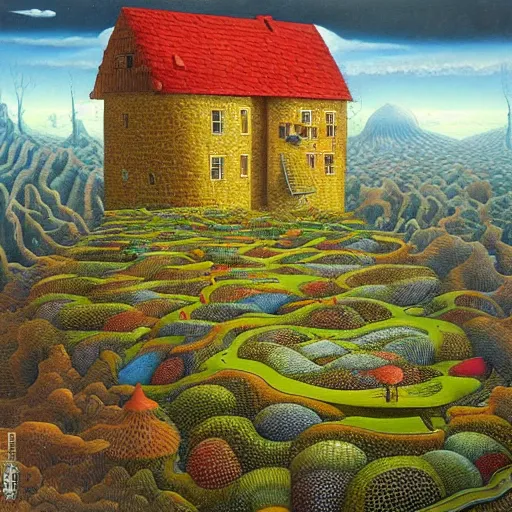 Image similar to a painting of a landscape, a surrealist painting by jacek yerka, cgsociety, fantastic realism, surrealist, detailed painting