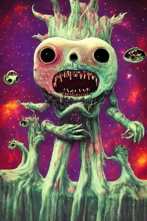 Prompt: the most cute and terrifying creature on the universe, weird surreal horror cosmic art, cry engine, bizarre art