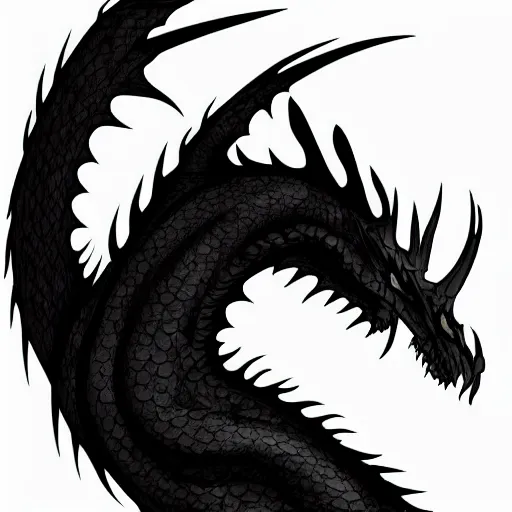 Image similar to A black evil dragon, digital art