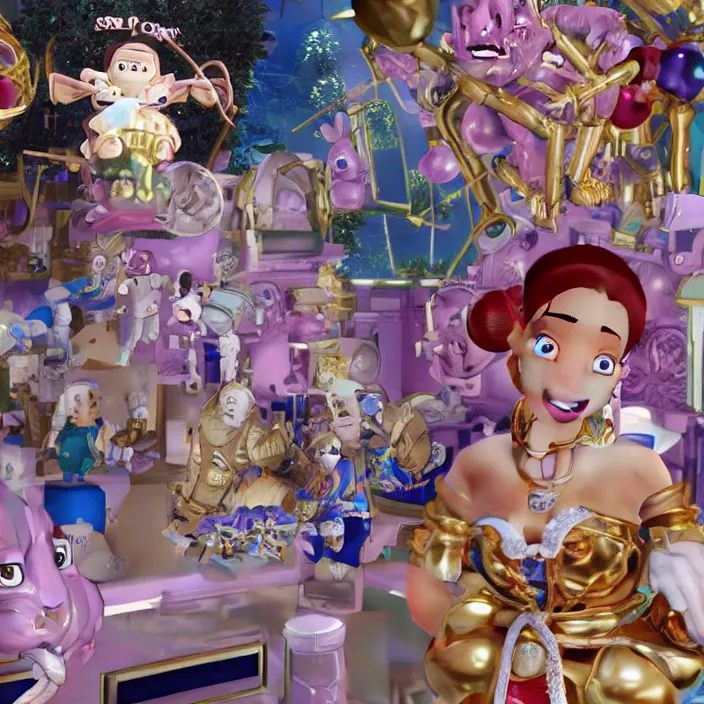 Image similar to jeff koons hip hop bauhaus style street sharks sailor moon wearing diamond grillz and a ton of bussdown iced gold bling in wallace & gromit strata - cut claymation, ultra realistic, concept art, intricate details, serious, highly detailed, photorealistic, octane render, 8 k, unreal engine, art by alphonse mucha