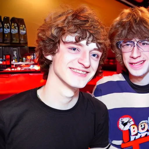 Image similar to Meteos and Sneaky having a great time at Bobby's pizza party