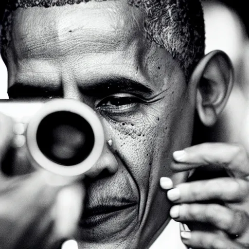 Image similar to a photo by bruce gilden of obama, leica s, flash, high contrast, intricate, closeup of face, beautiful