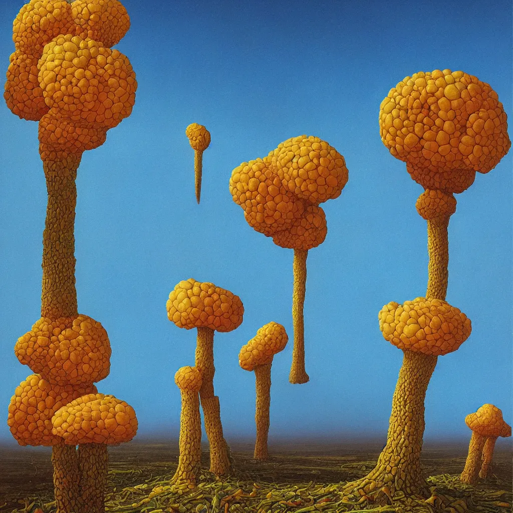 Prompt: a single! colorful! fungus tower clear empty sky, a high contrast!! ultradetailed photorealistic painting by michael whelan and andrey remnev, hard lighting, masterpiece