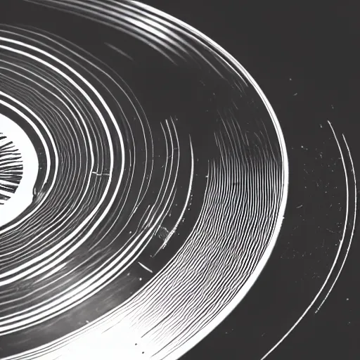 Image similar to an ortographic view of a black vinyl record