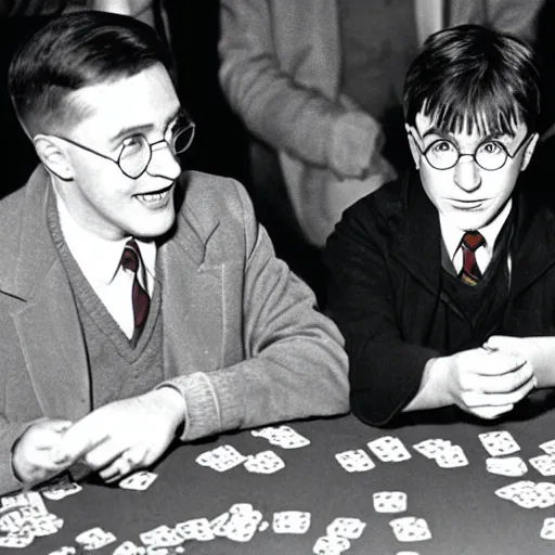 Prompt: harry potter and adolf hitler playing poker, 2 0 2 2