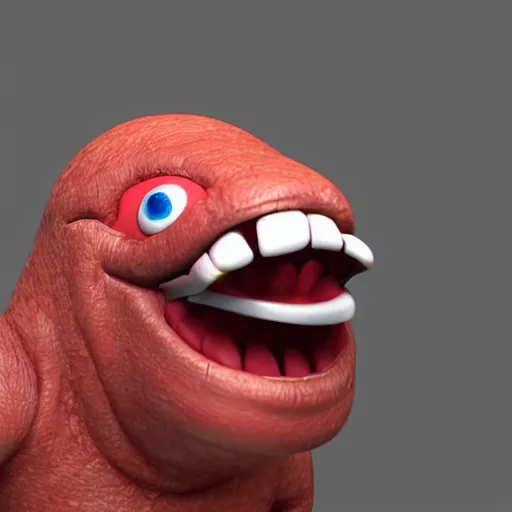 Image similar to worm with a smiling human face, cgi render, highly detailed