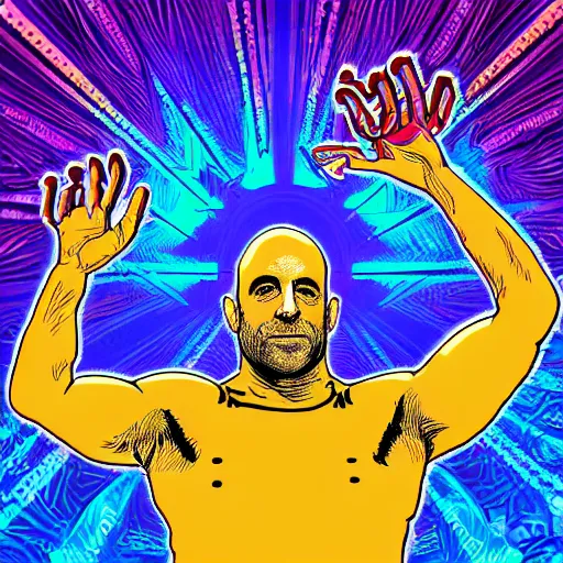 Image similar to joe rogan smoking dmt, digital art, iconic icon, 2 d vector logo, cartoon, t - shirt design