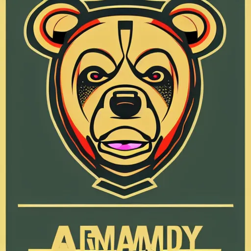 Image similar to Propaganda poster of a army bear, sticker, highly detailed, colorful, illustration, drama, smooth and clean vector curves, no jagged lines, vector art, smooth