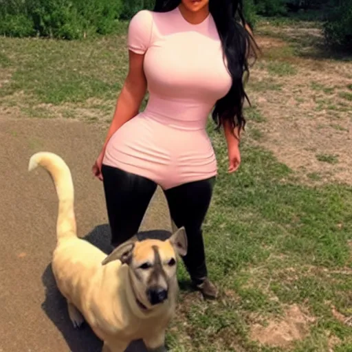 Prompt: kim kardashian in adventure time riding on jake the dog