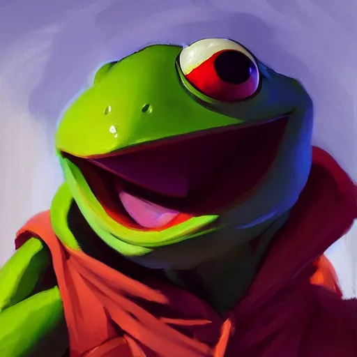 Prompt: greg manchess portrait painting of kermit the frog as overwatch character, medium shot, asymmetrical, profile picture, organic painting, sunny day, matte painting, bold shapes, hard edges, street art, trending on artstation, by huang guangjian and gil elvgren and sachin teng