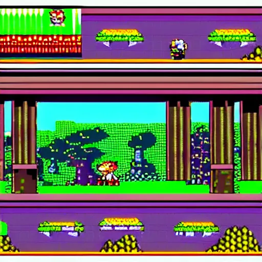 Image similar to 16-bit 2D arcade platformer videogame for SNES, fantasy, vivid, beautiful