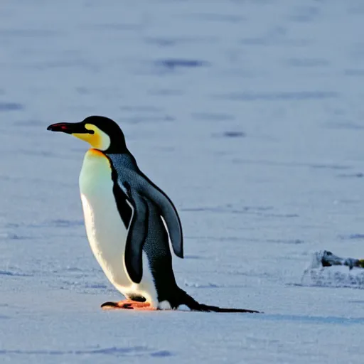 Image similar to a penguin flying around the world