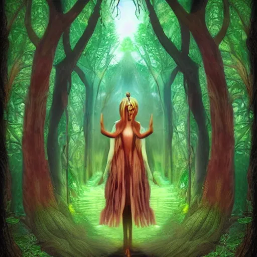 Prompt: beautiful and surreal forest god