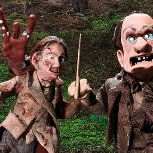 Prompt: the movie dead alive by peter jackson but it's claymation vfx film