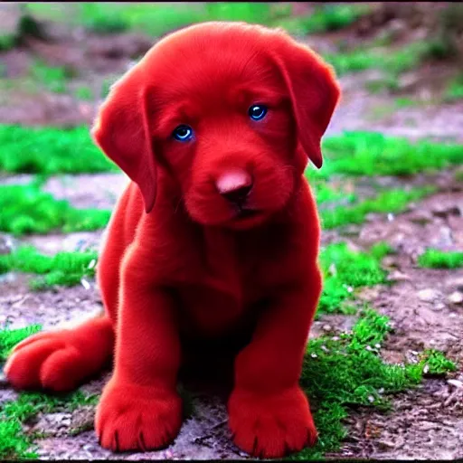Prompt: adorable crimson puppy